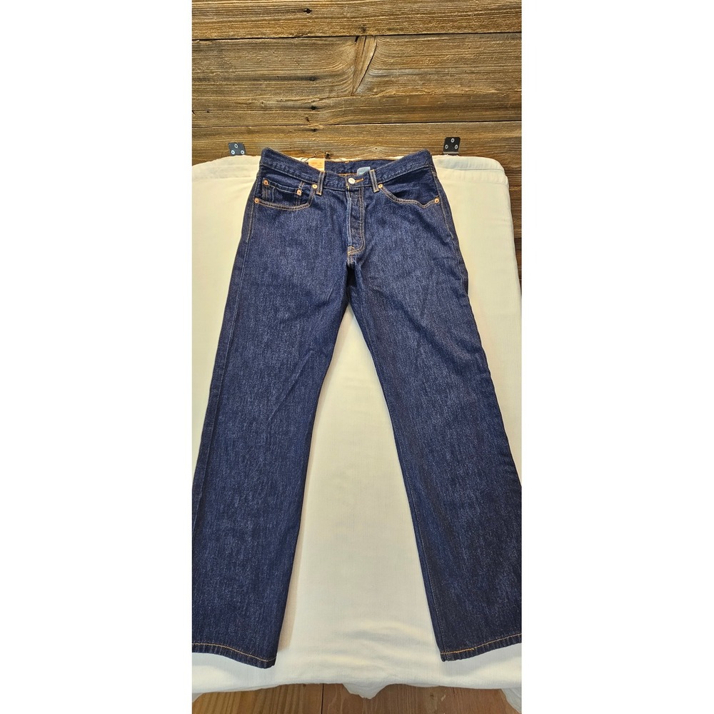 Levis 501 Original Fit Mens Jeans Dark Indigo Blue Button Fly 34x30 005010115